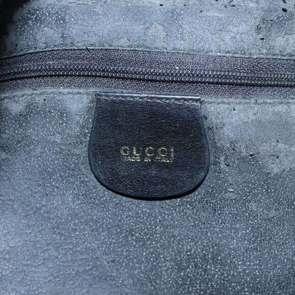 GUCCI Bamboo Hand Bag Leather Black Gold 001 1638 001 1638 - Picture 14 of 16